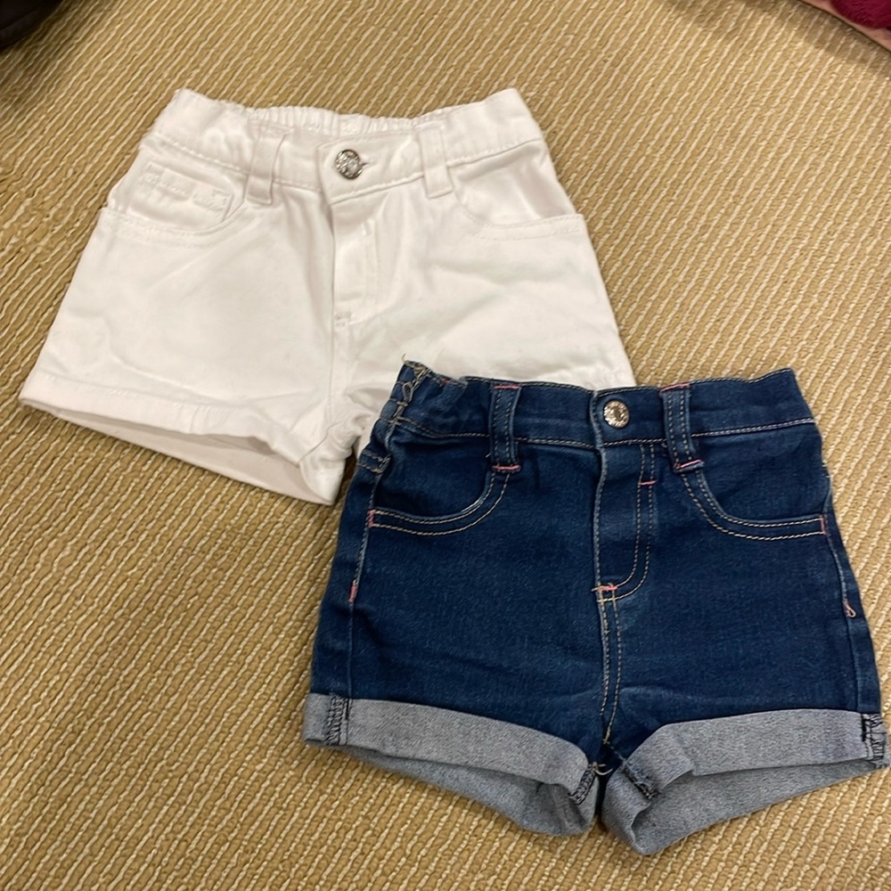 Pair of denim shorts-blue and white